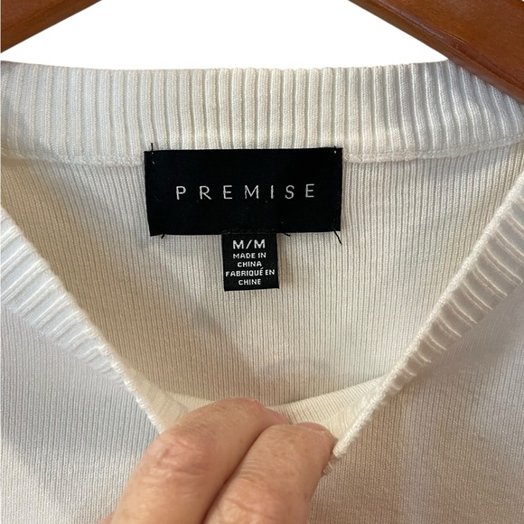 Premise Women’s White Short Sleeve Knit Top Shirt With Puff Sleeves Size: Medium - Picture 4 of 4